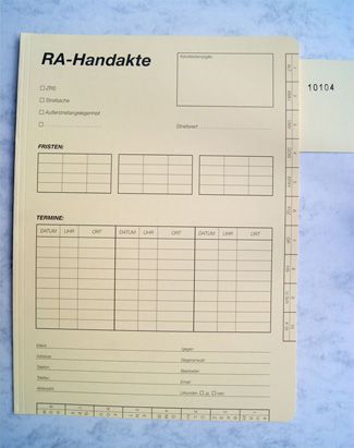 RA-Handakte bedruckt - 100 Stück je Einheit