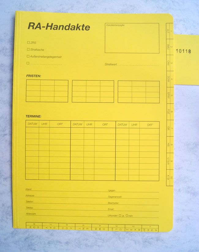 RA-Handakte bedruckt - 100 Stück je Einheit