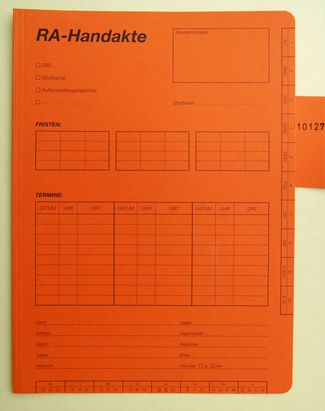 RA-Handakte bedruckt - 100 Stück je Einheit